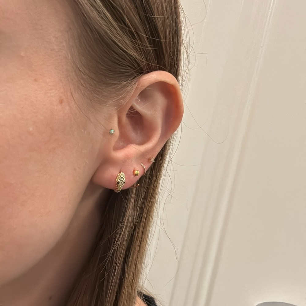 Gold plated sterling silver hoop Earrings onyx snake hoops